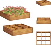 vidaXL Boîte de jardin d'herbes aromatiques - Bois d'acacia - 60x60x15 cm - 9 compartiments - Pot de fleur