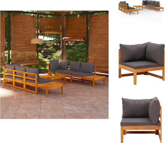 vidaXL Ensemble de jardin Bois d'acacia - 175x66x60 cm - kussen gris foncé - Ensemble de jardin