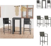 vidaXL Barset - grijs - PE-rattan/staal - bartafel 60.5x60.5x110.5cm - stoel 52x56x118cm - Tuinset