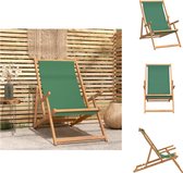 vidaXL Inklapbare Strandstoel - Groen - 60 x 126 x 87.5 cm - Teakhout - Verstelbare Rugleuning - Tuinstoel