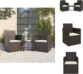 vidaXL Loungeset - PE-rattan - Zwarte kleur - Crèmewitte kussens - 40x40x37cm tafel - 53x57x75cm fauteuil - Duurzaam materiaal - Tuinset