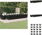 vidaXL Tuinset - Poly Rattan - Zwart - 443x107x74cm - Inklapbare stoelen - Tuinset