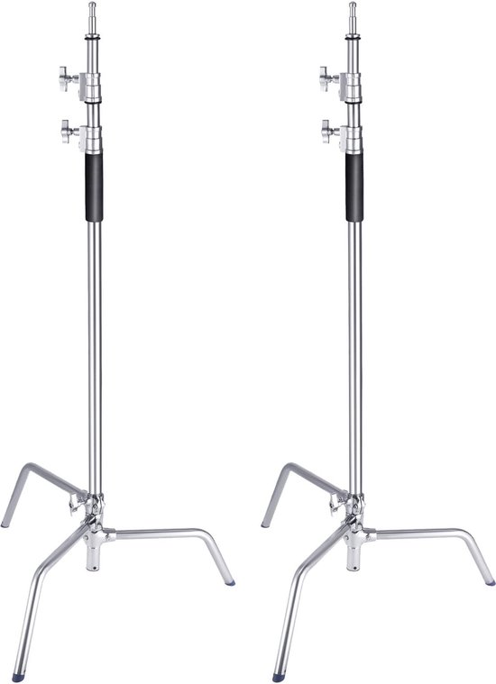 Neewer® - Pro Krachtige C-standaard van 100% roestvrij staal met Arm voor Verlichting, Maximale Hoogte 320 cm, Fotostandaard met 128 cm Houderarm, 2 Handgrepen voor Studiomonolight, Softbox - Duurzame en Veelzijdige Fotostandaard