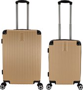 SB Travelbags 2 delige bagage kofferset 4 dubbele wielen trolley - Champagne - 65cm/55cm