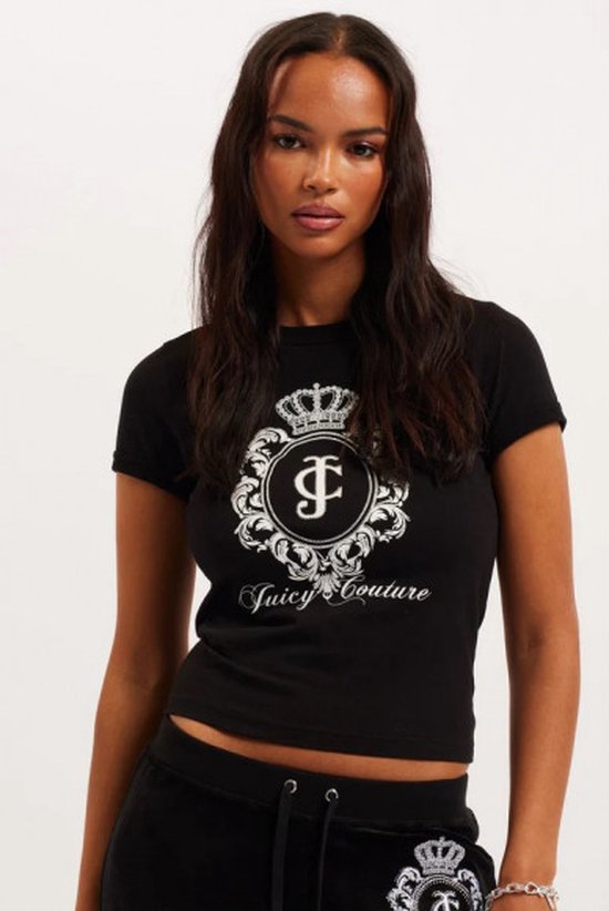Juicy Couture T-shirt ajusté à écusson Heritage Zwart S