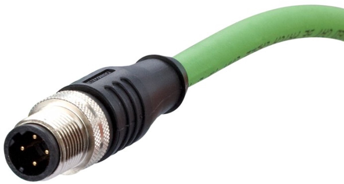 Metz Connect 142M1D10100 M12 Netwerkkabel, patchkabel CAT 5e SF/FTP 10.00 m Groen PUR-mantel, Zuurbestendig, Ozonbesten