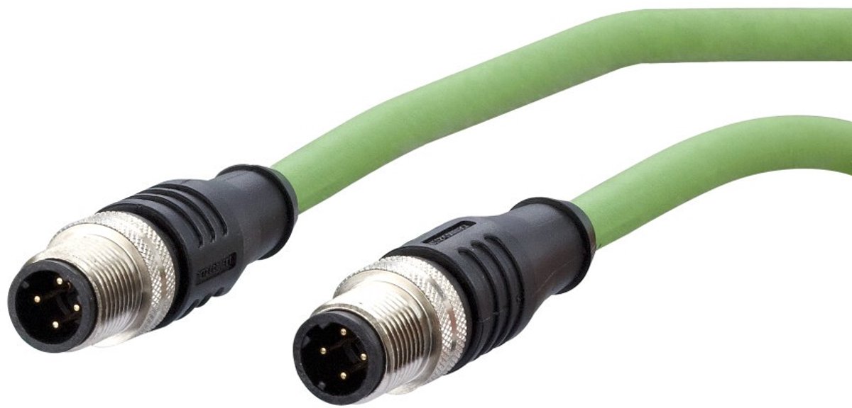 Metz Connect 142M1D11100 M12 Netwerkkabel, patchkabel CAT 5e SF/FTP 10.00 m Groen PUR-mantel, Zuurbestendig, Ozonbesten