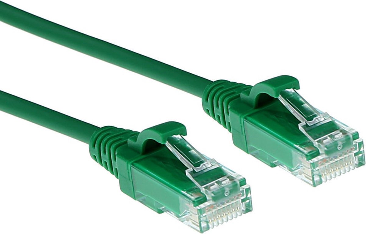 Image of ACT Groene 3 meter LSZH U/UTP CAT6 datacenter slimline patchkabel snagless met RJ45 connectoren DC9703