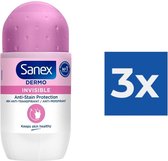 Sanex Deo Roller - Dermo Invisible Anti White Marks - 3 x 50 ml