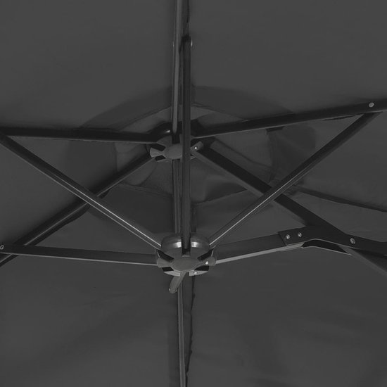 Parasol Double Tête Anthracite VidaXL - 385x209x244 Cm, Tissu Polyester Gris, Manivelle, Pliable, Résistant UV - 6