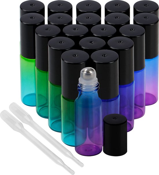 Belle Vous Kobalt Blauw Glazen Roller Flesjes Met Druppelaar  24 Stuks 10 Ml Etherische Olieflesenset Roestvrijstalen Rolballen Navulbare Lege Flessen Voor Aromatherapie En Olie 549673978