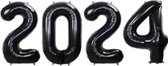 Folie Ballon Cijfer 2024 Oud En Nieuw Versiering Nieuw Jaar Feest Artikelen Happy New Year Decoratie Zwart - XL Formaat