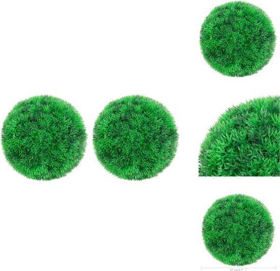 vidaXL Kunstbuxusbollen - Set van 2 - Ø22 cm - Weerbestendig - Groen - Kunstplant
