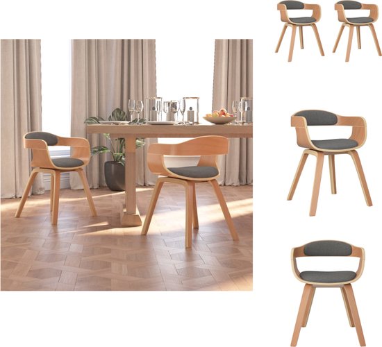 VidaXL Eetkamerstoelen 2 st gebogen hout en kunstleer bruin