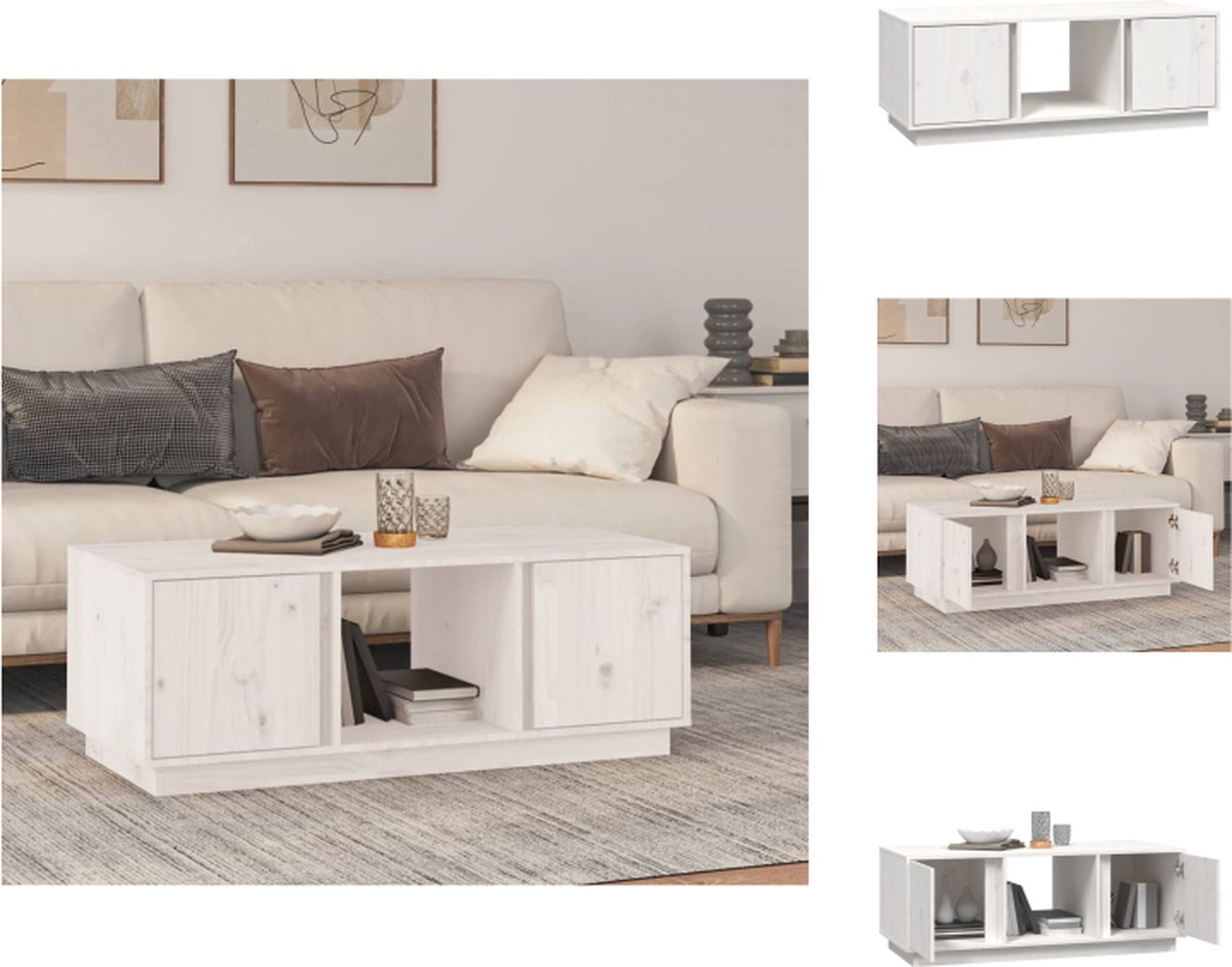 VidaXL houten salontafel Massief grenenhout 110 x 50 x 40 cm wit Tafel