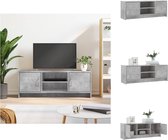 vidaXL TV-meubel - betongrijs - 102 x 30 x 37.5 cm - opbergruimte - praktische deuren - Kast