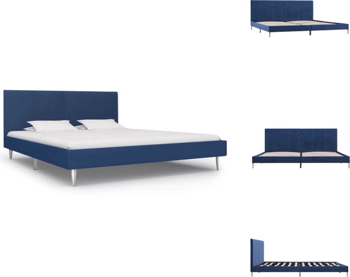 VidaXL Bedframe Klassiek Blauw 208 x 185 x 81 cm Stevig en Duurzaam Bed