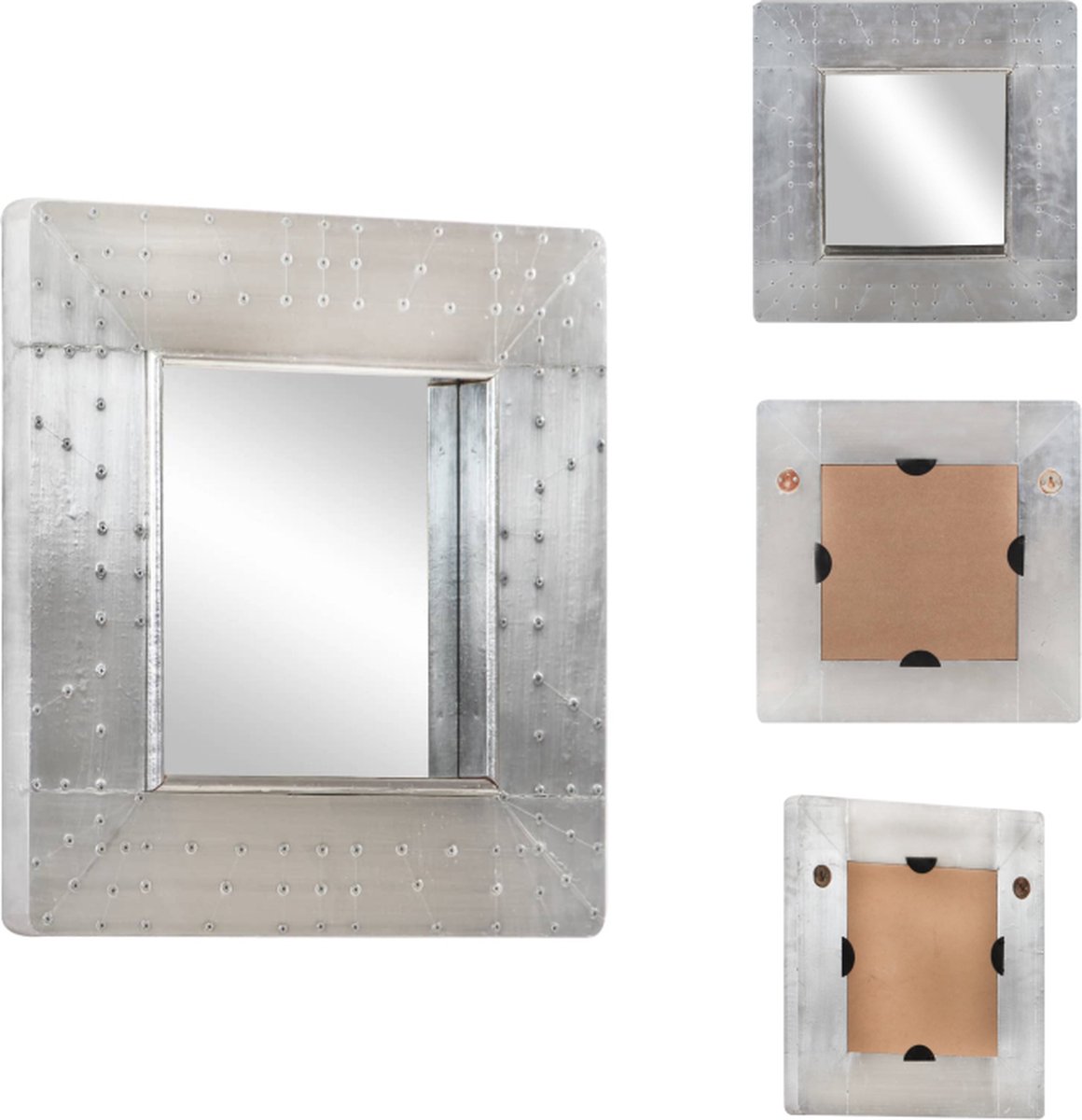 VidaXL luchtvaartspiegel halspiegel metaal zilver 50x50x4 cm Spiegel
