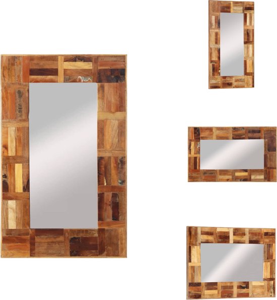 vidaXL Wandspiegel Antieke Stijl - Hout - 50 x 80 cm - Uniek in Kleur - Handgemaakt - Spiegel