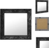 vidaXL Wandspiegel Barok Zwart - 50 x 50 cm - Met montagehaken - Spiegel