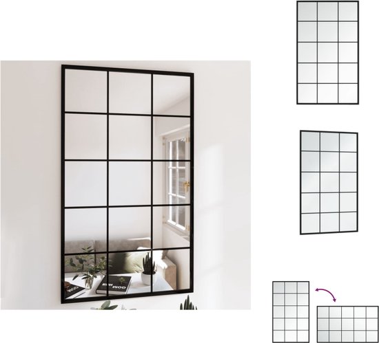 vidaXL Wandspiegel Zwart 100 x 60 cm - Haakmontage - Tijdloos Ontwerp - Spiegel