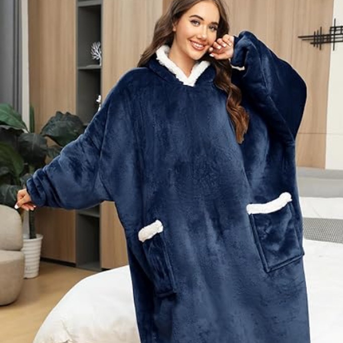 Meiju Oversized hoodie sweatshirt deken, 3D uniseks, super zacht, warm Meiju Oversized hoodie sweatshirt deken, 3D uniseks, super zacht, warm