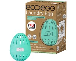 EcoEgg Was ei – Tropical Breeze - Wasparels – Navulbaar – Voor de witte en lichte was - Geschikt voor de gevoelige huid – Dermatologisch getest - 70 wasbeurten - Blauw