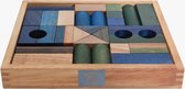 Houten blokken in tray - 30 stuks blauw - kinderblokken - speelgoed - houtspeelgoed - cadeau