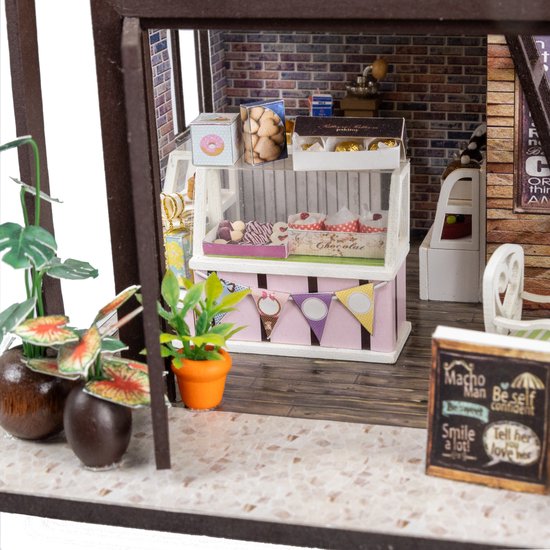 Crafts&Co Kit de construction miniature Adultes – Bois – Maison de poupée DIY – Cadeau de Noël – Café