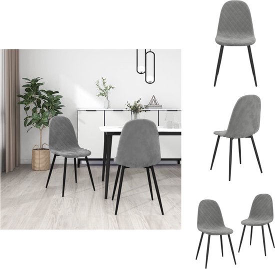 vidaXL Chaises de salle à manger - Minimaliste et élégante - Épais - Rembourrage doux au toucher - Pieds en métal enduit de poudre - Gris clair - 45 x 53,5 x 87 cm (L x P x H) - 2 x chaise - Chaise de salle à manger