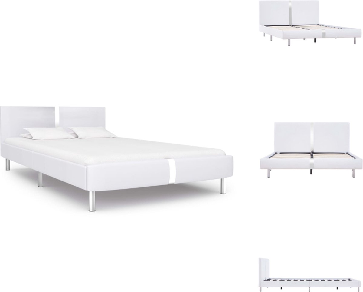 VidaXL Bedframe Classic s IJzer en MDF 140 x 200 cm Wit Bed