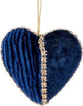 HANGER VELVET GOLD STRASS BLAUW HART 8X3XH8CM