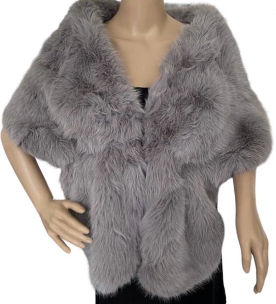 Dames Luxe Sjaal Stola van Imitatiebont 160/35CM Grijs