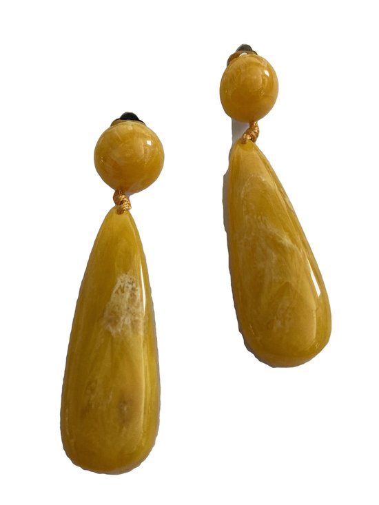 Petra's Sieradenwereld - Clipoorbel hanger geel druppel (505)