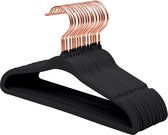 Baby Velvet Clothes Hangers with Rose Gold Hooks, 28 cm Children's Size, 360 Degree Rotation, Ultra Thin and No Slip Design, Pack of 15 (Black)