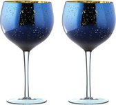 Artland set van 2 blauwe Galaxy gin glazen blauw met sterren 70 CL