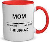 Akyol - mom the woman the mythe the legend koffiemok - theemok - rood - Mama - de legendarische moeder - moeder cadeautjes - moederdag - verjaardag - geschenk - kado - moeder artikelen - 350 ML inhoud