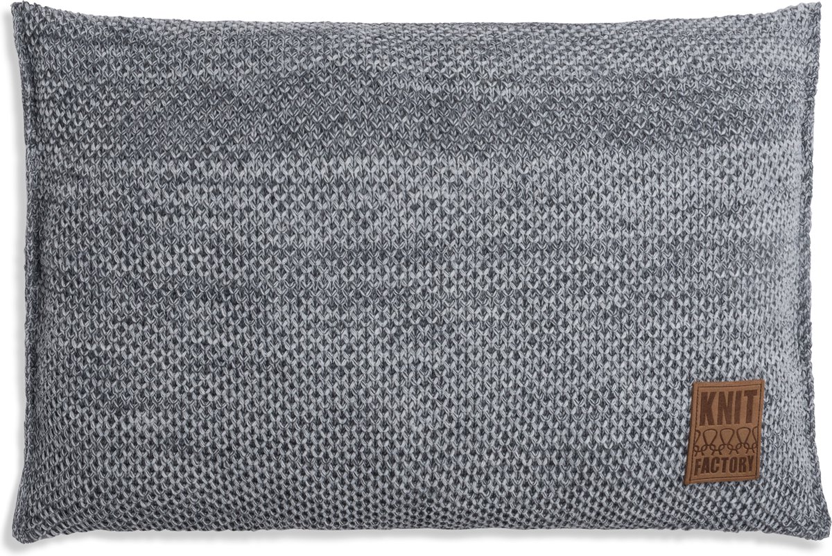 Knit Factory Zoë Sierkussen - Licht Grijs mêlee - 60x40 cm - Kussenhoes inclusief kussenvulling