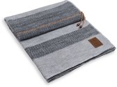 Knit Factory Roxx Gebreid Plaid - Woondeken - plaid - Wollen deken - Kleed - Licht Grijs/Antraciet - 160x130 cm