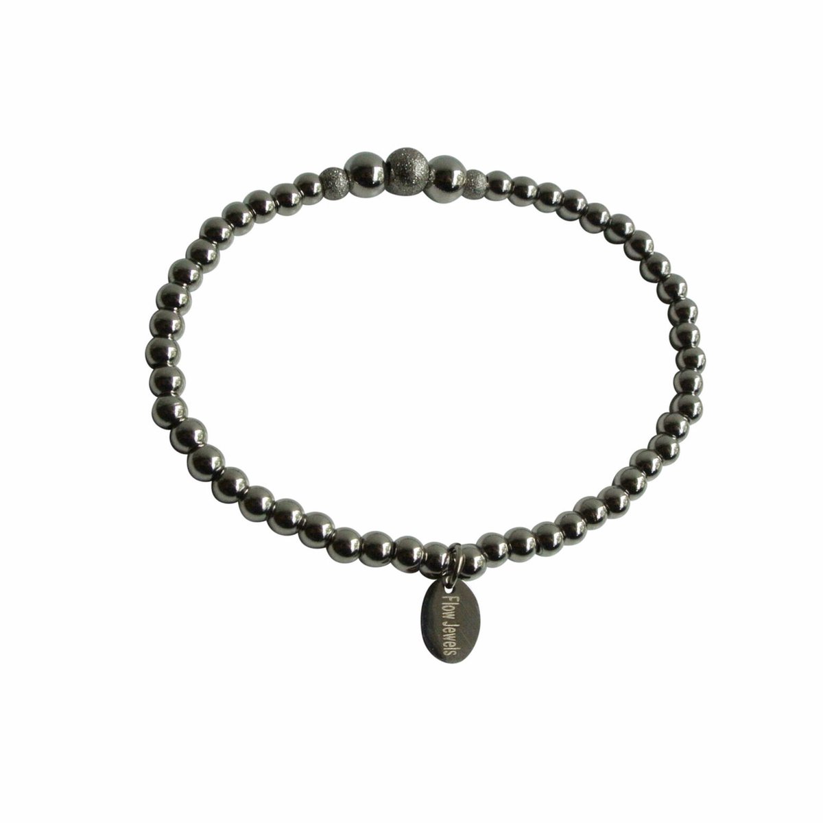 FlowJewels - armband - stainless steel - zilver kleurig - elastisch