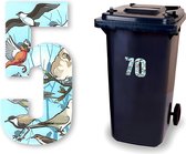 Huisnummer kliko sticker - Nummer 5 - Vogels - container sticker - afvalbak nummer - vuilnisbak - brievenbus - CoverArt