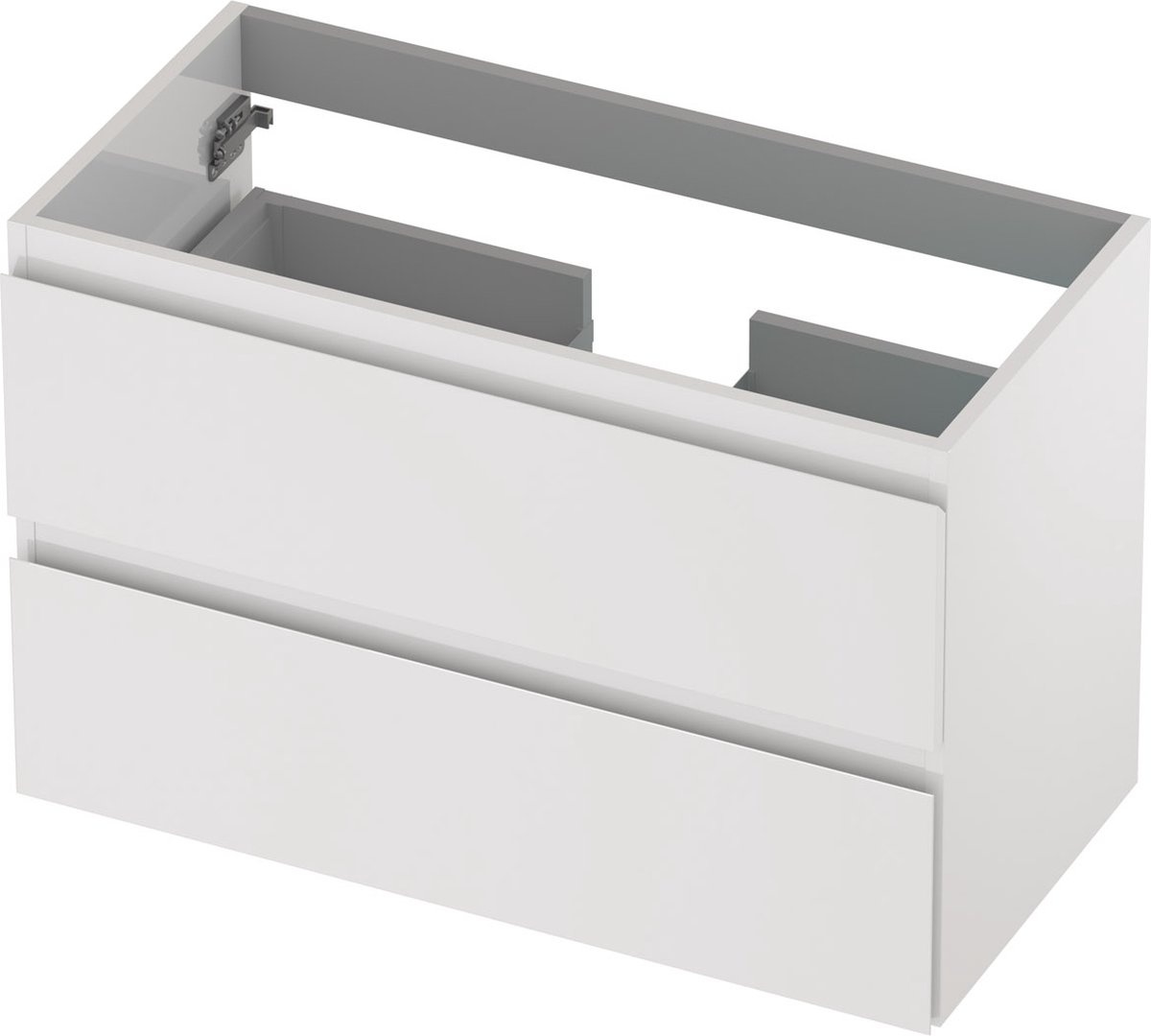 INK® wastafelonderkast 2 laden greeploos gelakt 80x40x52cm, hoogglans wit