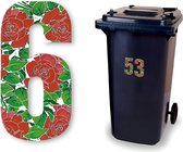 Huisnummer kliko sticker - Nummer 6 - Rozen - container sticker - afvalbak nummer - vuilnisbak - brievenbus - CoverArt