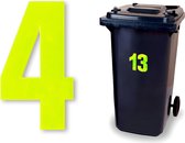 Reflecterend huisnummer kliko sticker - nummer 4 - geel - container sticker - afvalbak nummer - vuilnisbak - brievenbus - CoverArt