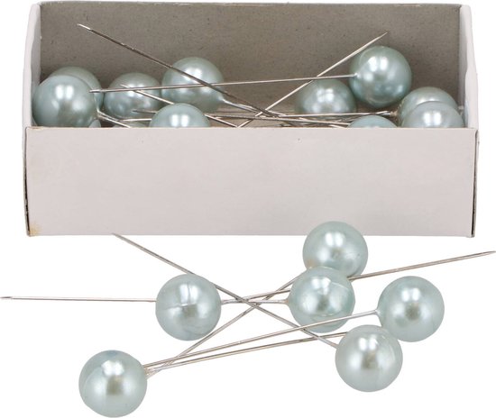 DK Design Épingles avec tête de perle/épingles à tête/épingles à coudre - 8 cm - vert clair - 50 pièces - épingles décoratives