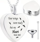 Assieraden Specialist - Ashanger met Ketting - "Your wings were ready, but my Heart was not" - Zilver - Asketting