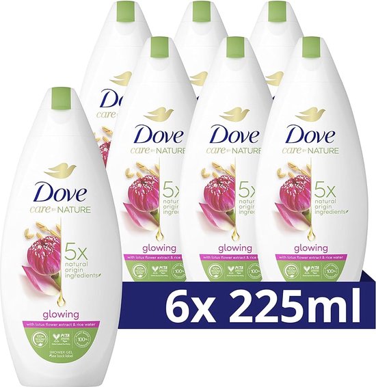 Dove Care By Nature Glowing Shower Gel - 6 x 225 ml