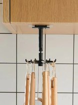 Keuken-organizer- haken- roterend- keukengerei-houder- lepels- zelfklevend- zwart- 1 stuks