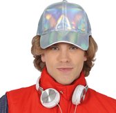 Guirca Glitter baseballcap petje - zilver metallic - verkleed accessoires - volwassenen - Eighties/disco/foute party/Glamour