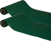 Chaks Tafelloper op rol - 2x - donker groene glitter - 30 x 500 cm - polyester